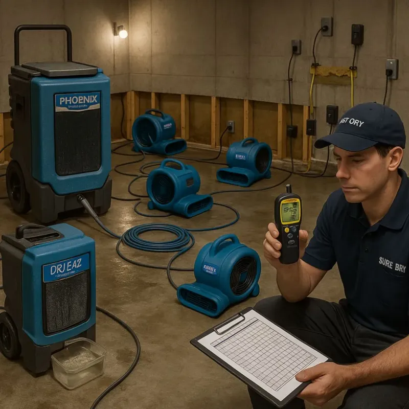 Structural Drying and Dehumidification process in La Crescenta-Montrose, CA